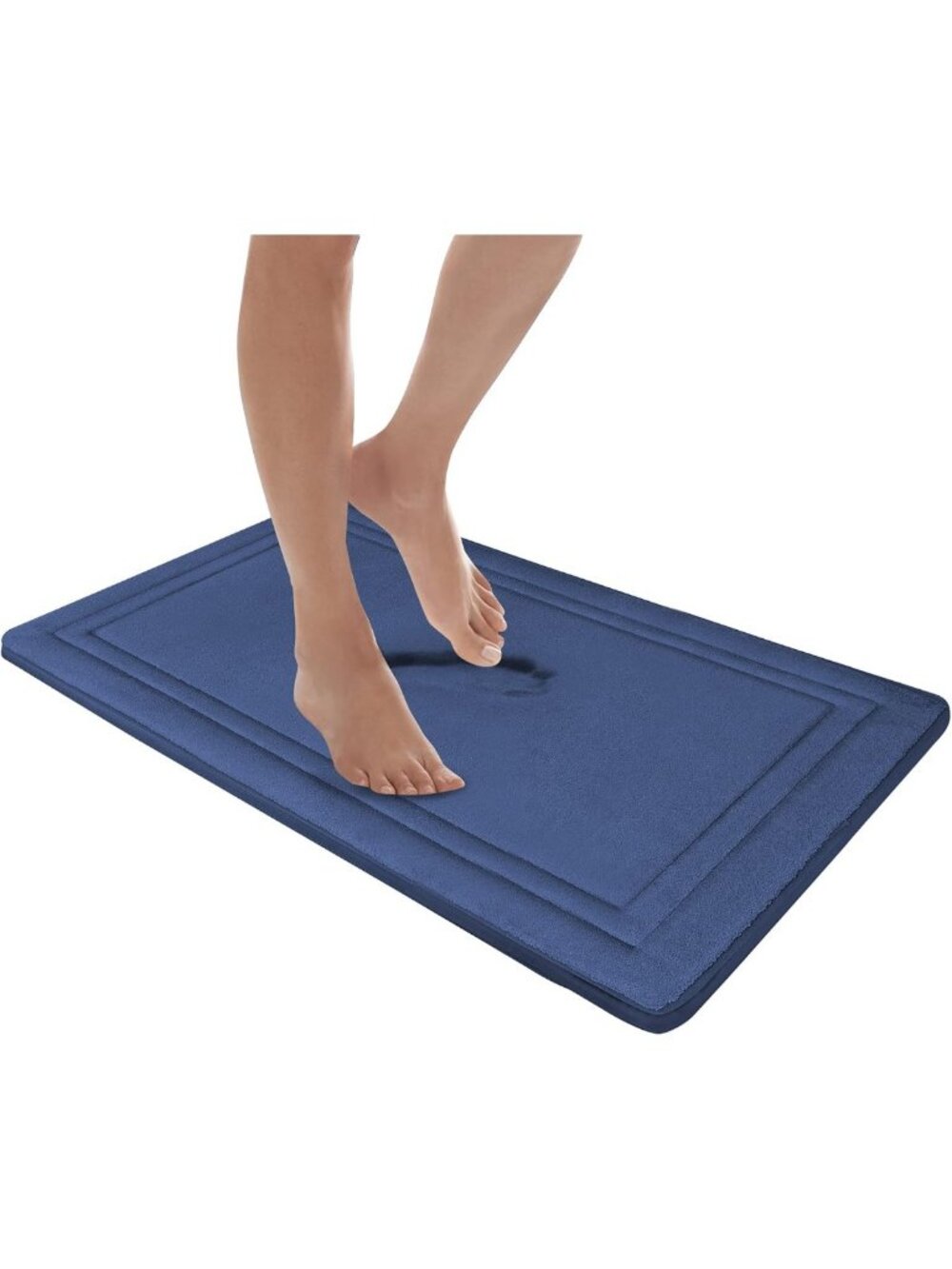 Quick-Dry Memory Foam Bath Mat with Skid-Resistant Base, 21x34, Blue Home Decor